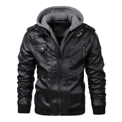 Wish leather jacket men's slim zipper PU jacket autumn men's leather jacket coat black