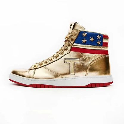 2024 Men’s High-Top Trump Gold Sneakers