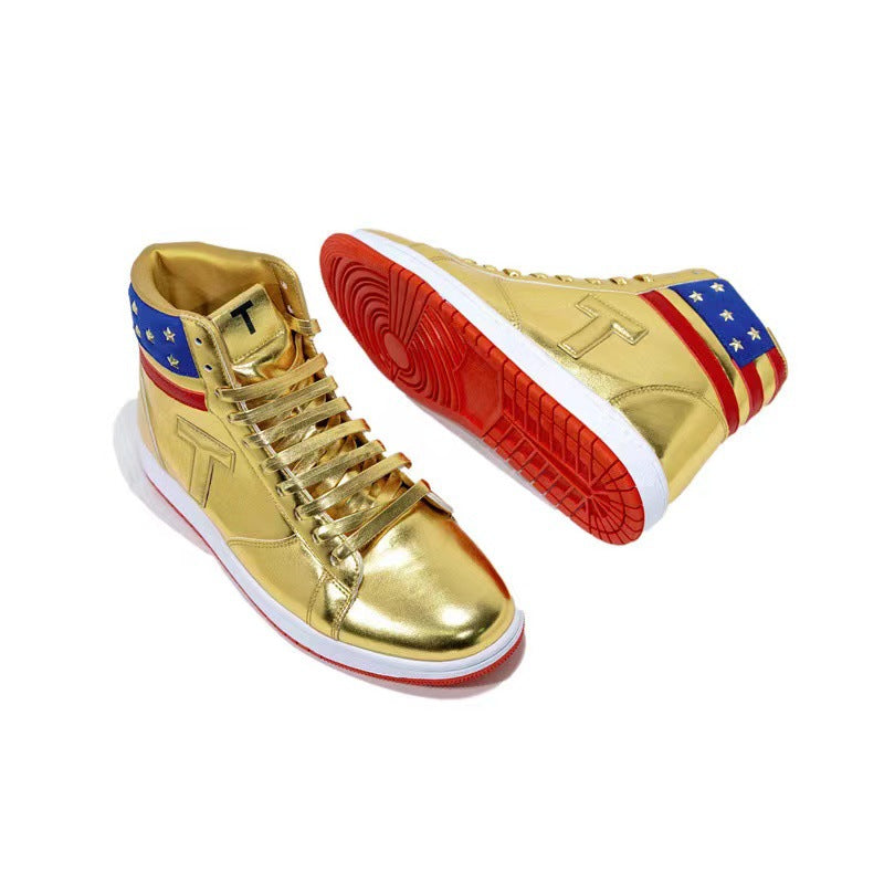 2024 Men’s High-Top Trump Gold Sneakers